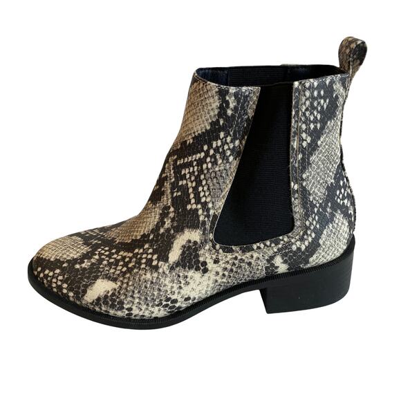 Steve Madden Boots Devan Snakeskin Leather Ankle Boot Gray Black Women's Size 6M - Picture 1 of 11